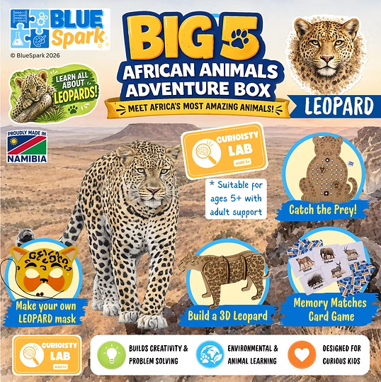 BlueSpark Animal Adventure Box – Leopard Wildlife Activity Kit