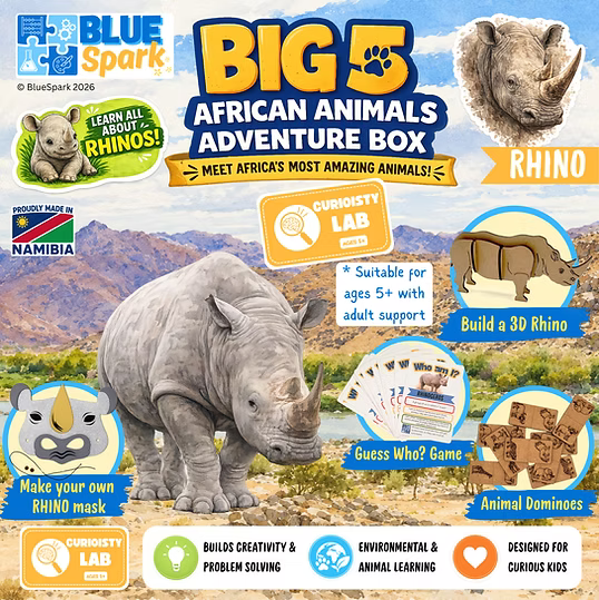 BlueSpark Animal Adventure Box – Rhino Wildlife Activity Kit