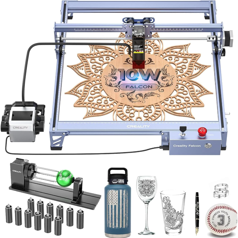 Creality CR-Falcon 10W Laser Engraver Combo with Rotary Roller & Air Assist