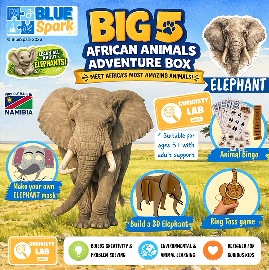 BlueSpark Animal Adventure Box – Elephant Wildlife Activity Kit