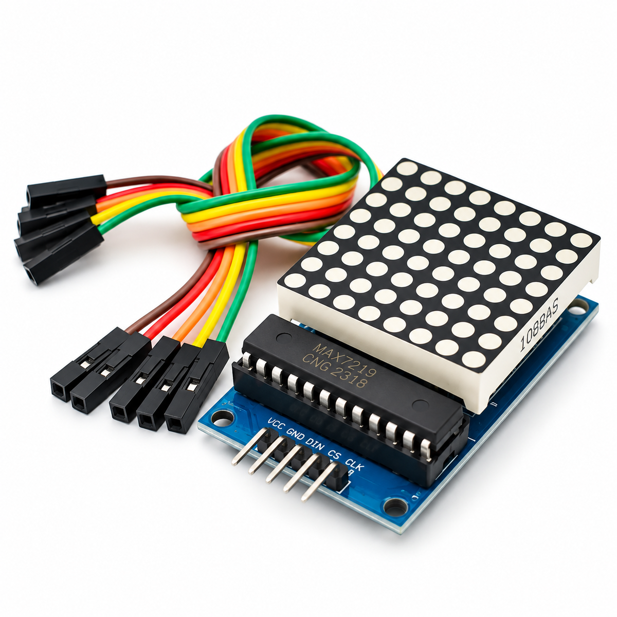 MAX7219 8×8 LED Dot Matrix Display Module with Connection Wires